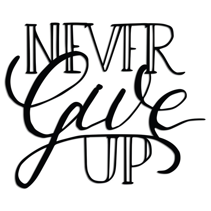 Wallity Never Give Up Escultura de Pared Negra Wallity Never Give Up Escultura de Pared Negra